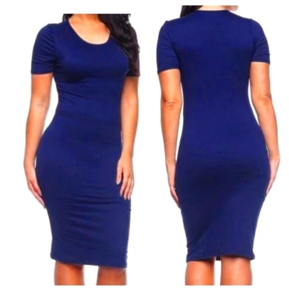 𝅺nwt NAVY BLUE SOFT DRESS SZ LARGE - Picture 1 of 5